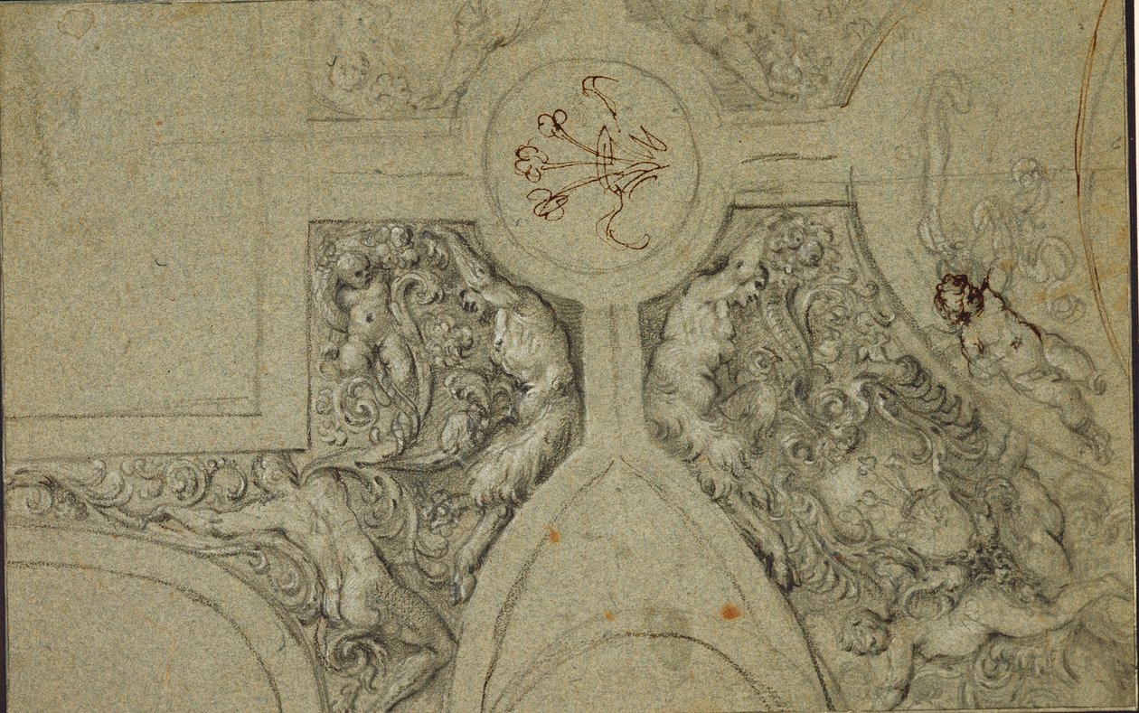Progetto per la cornice decorativa del soffitto per il Camerino Farnese da Annibale Carracci