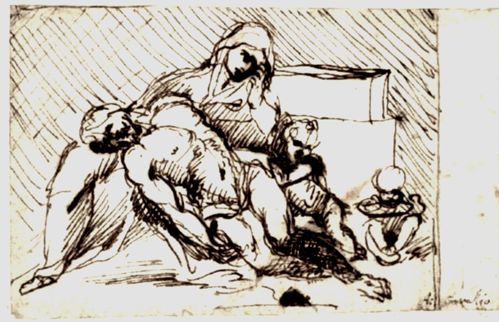 Schizzo per Pietà da Annibale Carracci
