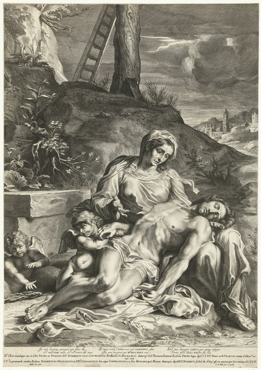 Pietà, incisa da Pieter de Bailliu da Annibale (after) Carracci