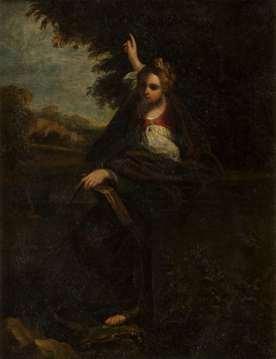 Santa Margherita in un paesaggio: Una Sibilla (c.1580-1609) da Annibale (after) Carracci