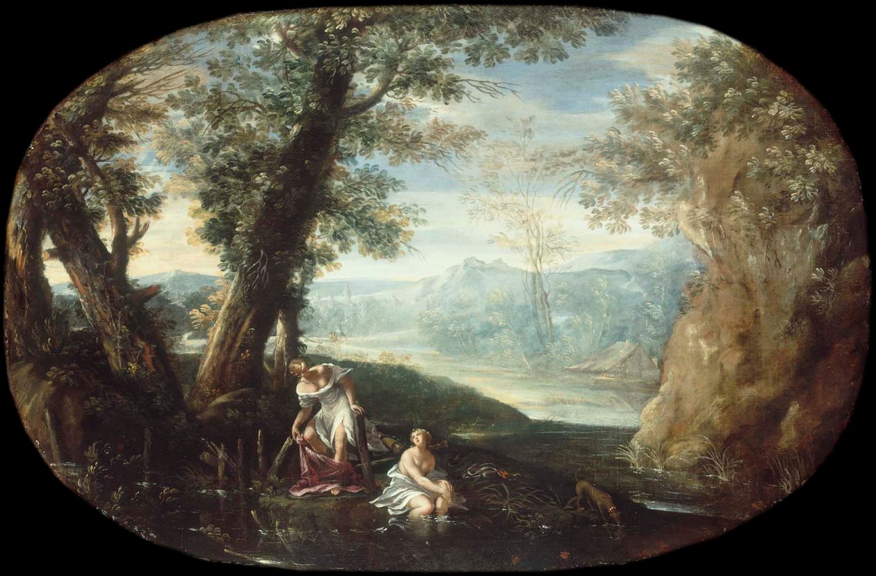 Paesaggio con donne che fanno il bagno da Annibale Carracci