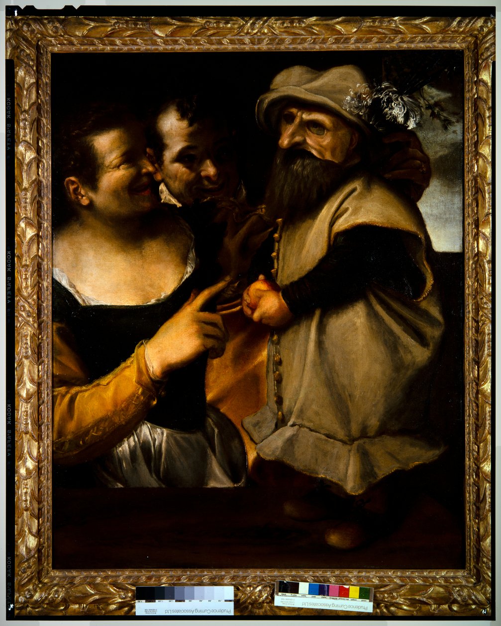 Uomo e donna che ammirano un bambino in costume da mascherata, c.1582-85 da Annibale Carracci