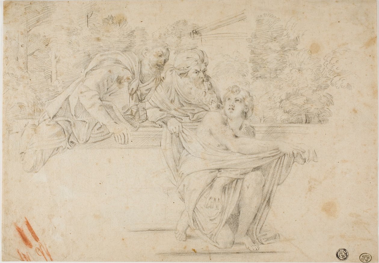 Susanna e i vecchioni (recto); Testa di donna di profilo (verso) da Annibale Carracci