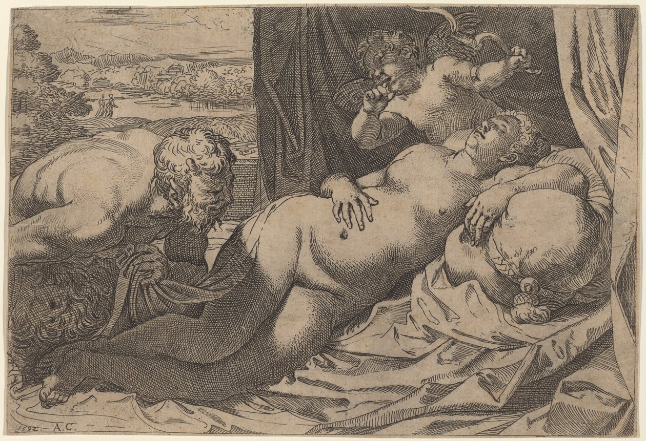 Venere e un satiro da Annibale Carracci