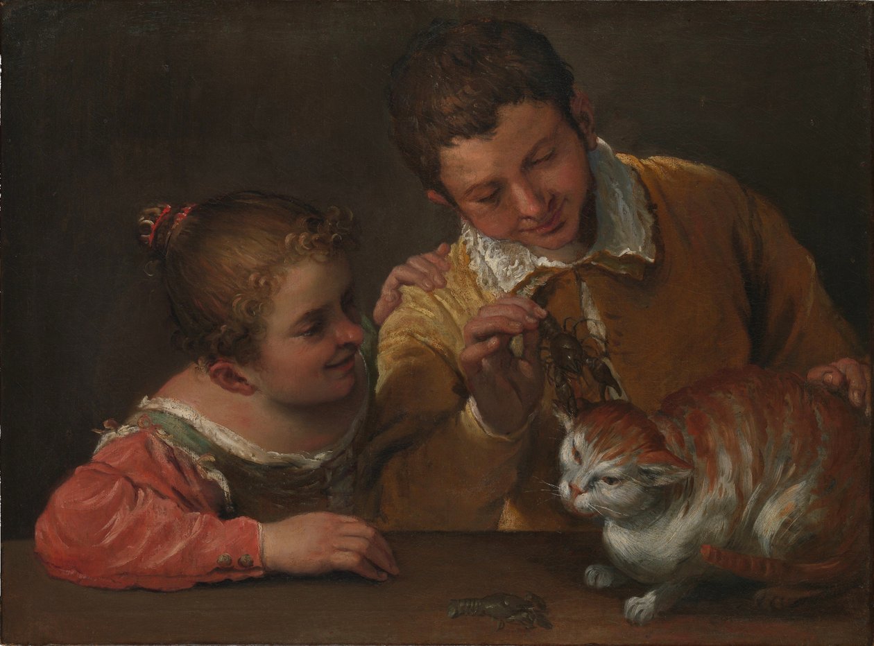 itDue bambini che fanno i dispetti a un gatto da Annibale Carracci