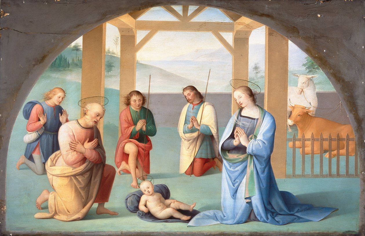 Adorazione del Bambino Gesù (dopo Perugino) (dettaglio) da Annie Louisa Swynnerton