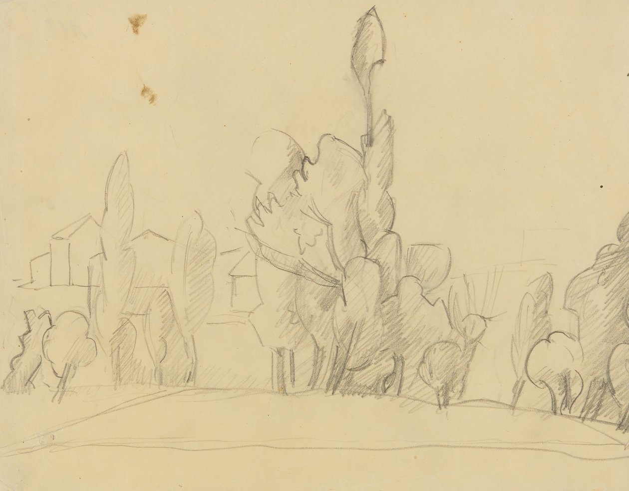 Paesaggio con alberi e case da Anny Dollschein
