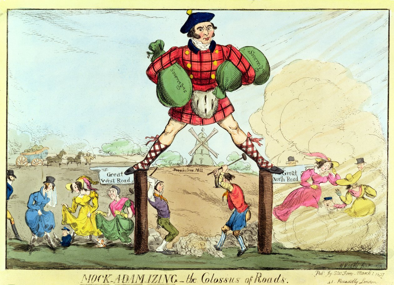 Mock-Adam-izing: il Colosso delle strade, una satira di John MacAdam, 1827 da Unbekannt Unbekannt