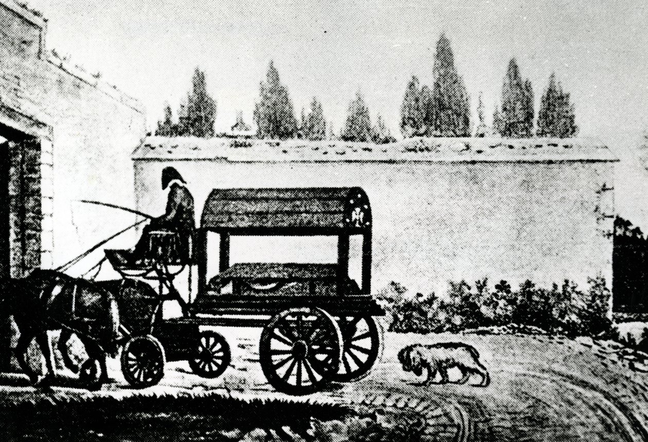 La bara di Mozart seguita da un cane, c.1791 da Unbekannt Unbekannt