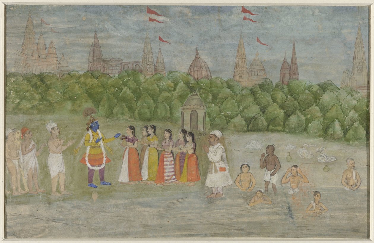 Krishna danza con le Gopi sulla riva dello Yamuna a Brindaban da Anonymous