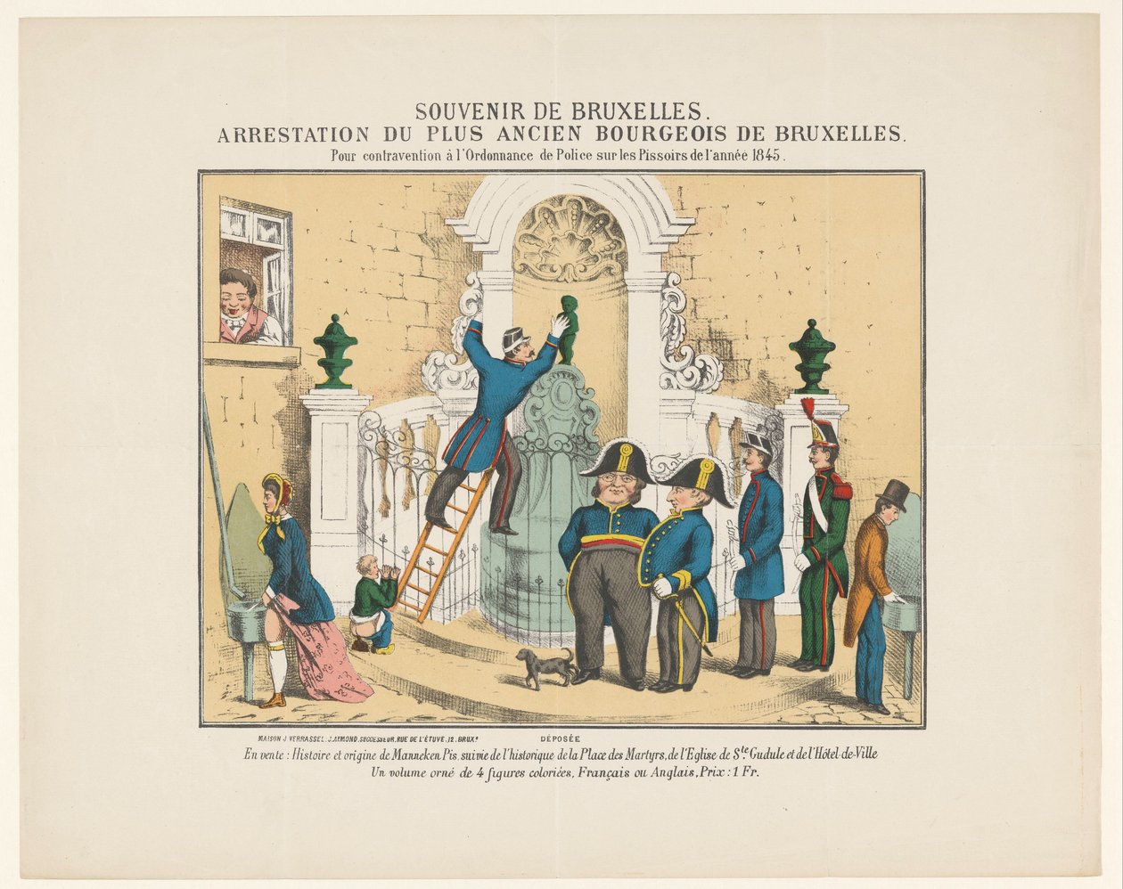 Arresto di Manneken Pis, 1845 da Anonymous