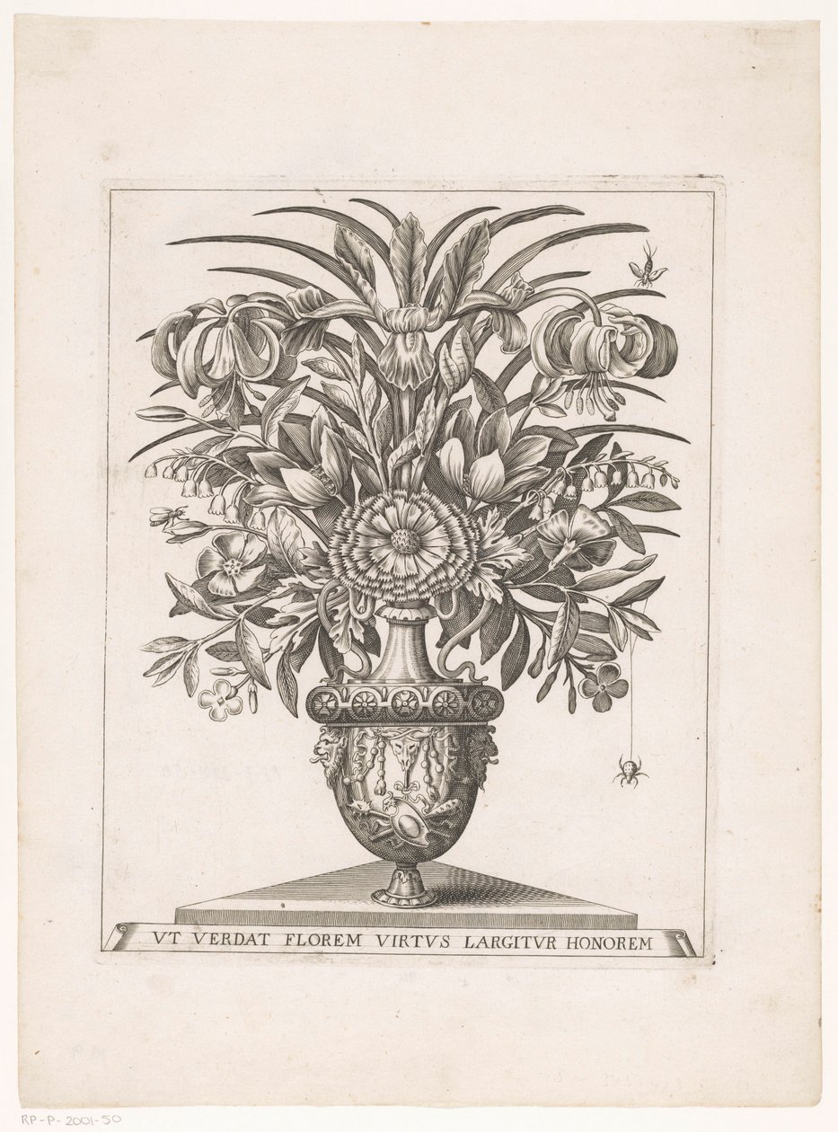 Fiori in vaso con teste di leone da Anonymous