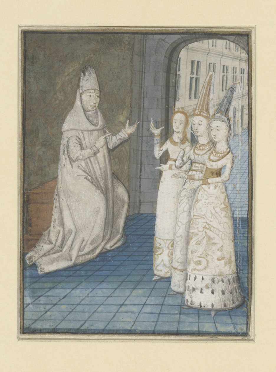 Boccaccio riceve tre donne (Le fortune degli uomini e delle donne nobili) da Anonymous