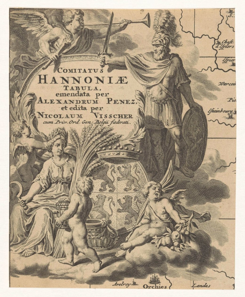 Cerere, putti e stemma di Hainaut da Anonymous