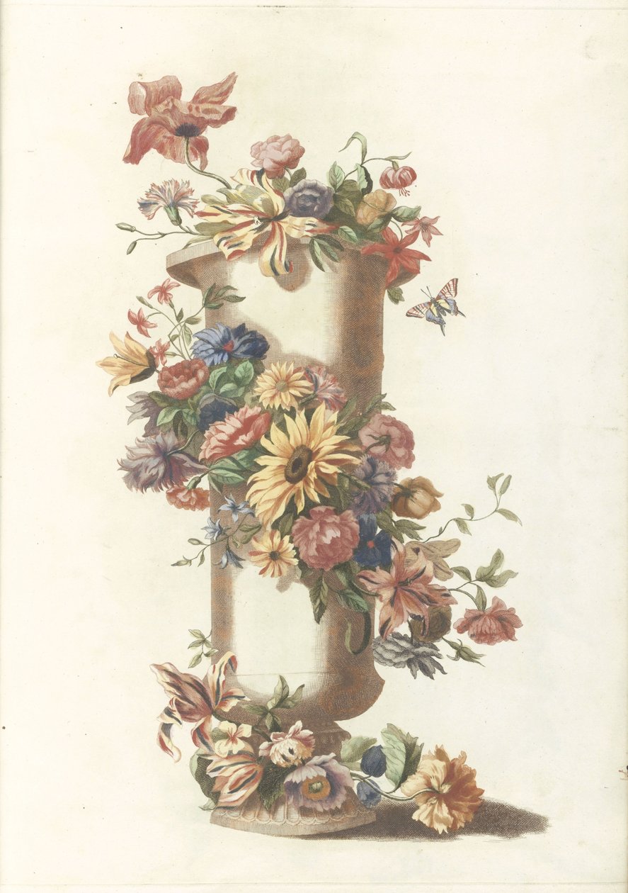 Vaso cilindrico con ghirlanda di fiori da Anonymous