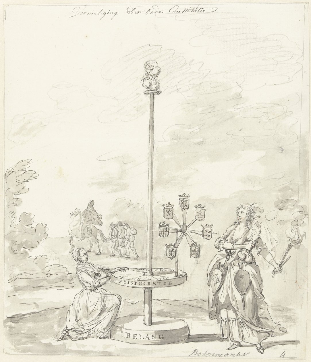 La distruzione della vecchia costituzione, decorazione al Botermarkt, 1795 da Anonymous