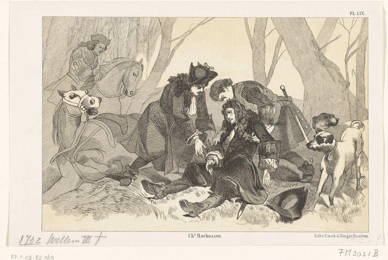 La caduta mortale di Guglielmo III durante una battuta di caccia, 1702 da Anonymous