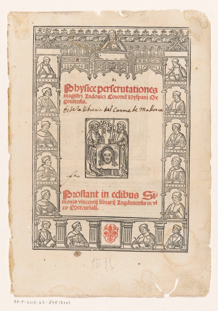 Decorativa cornice con quindici studiosi da Anonymous