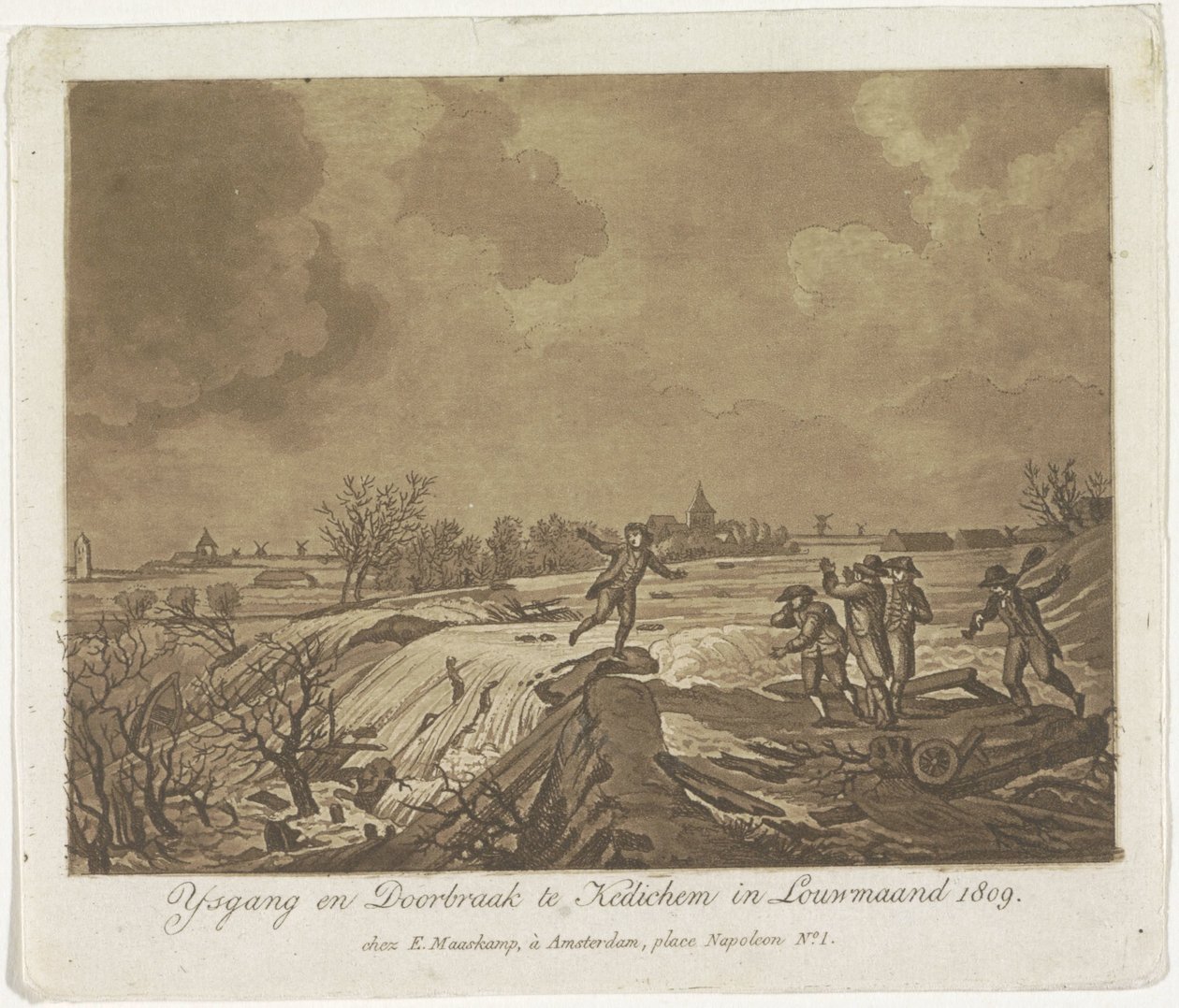 Rottura della diga a Kedichem, 1809 da Anonymous