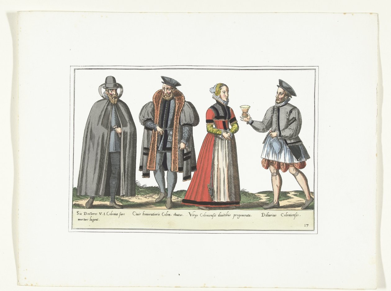 Tre uomini e una donna vestiti secondo la moda tedesca, ca. 1580 da Anonymous