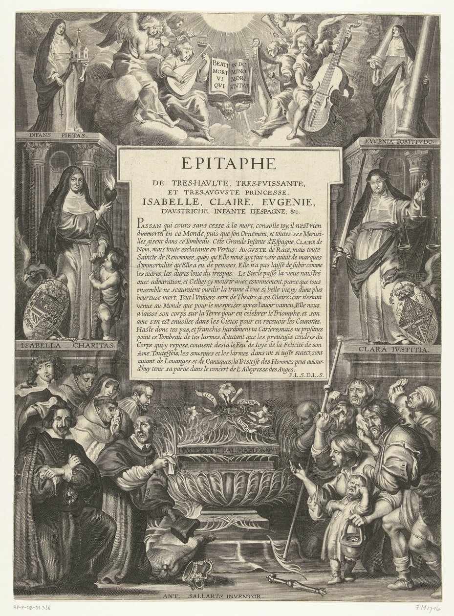 Epitaffio per Isabella Clara Eugenia, 1633 da Anonymous