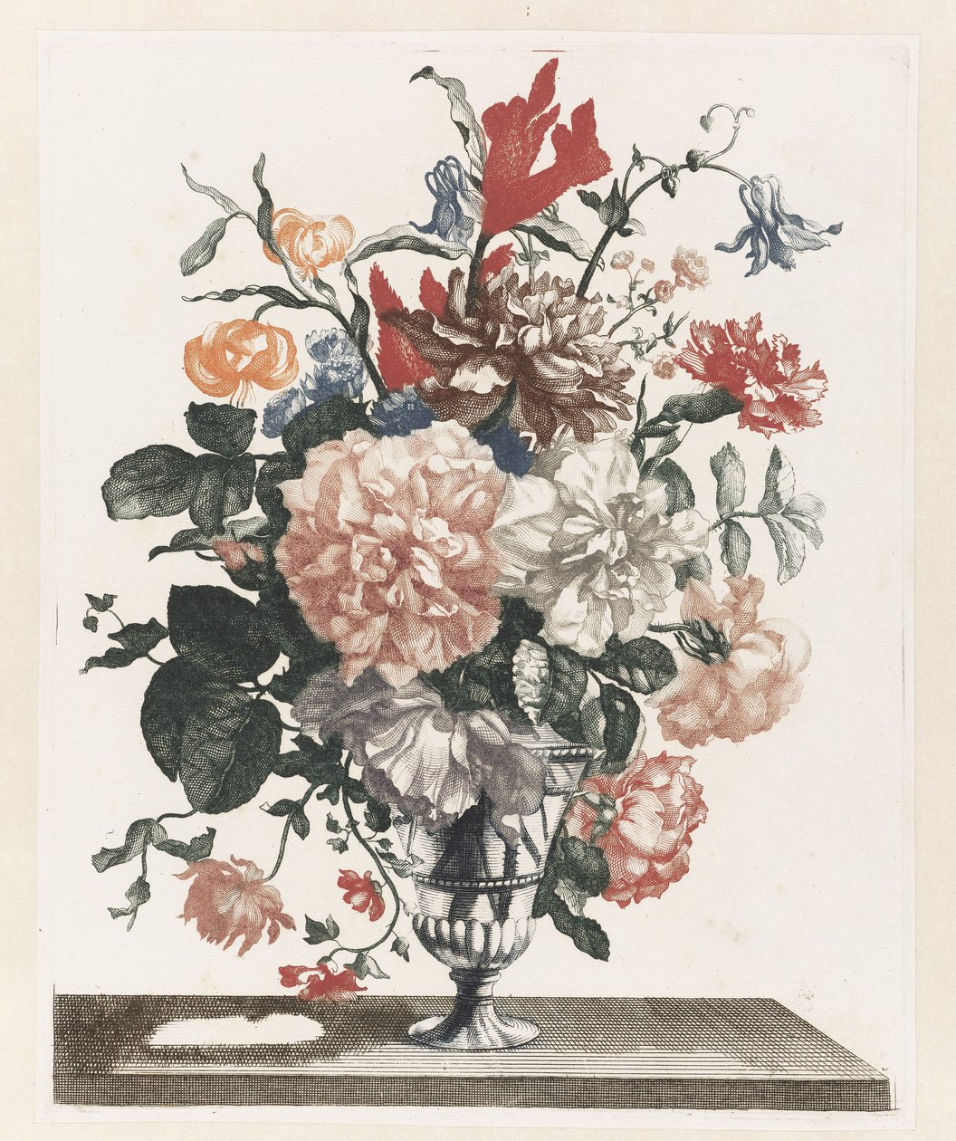 Cinque stampe di fiori in vasi di vetro da Anonymous