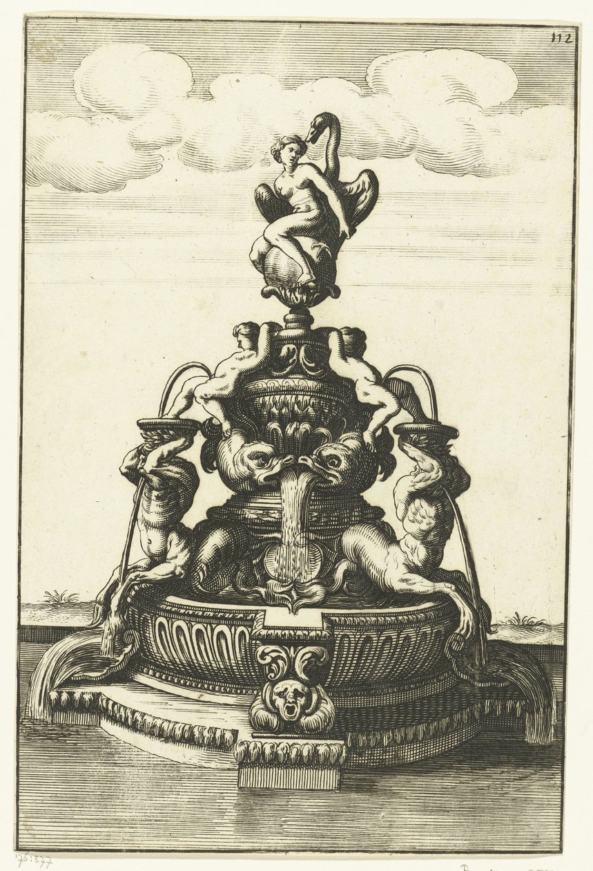 Fontana con Leda e il cigno (Architectura Curiosa Nova) da Anonymous