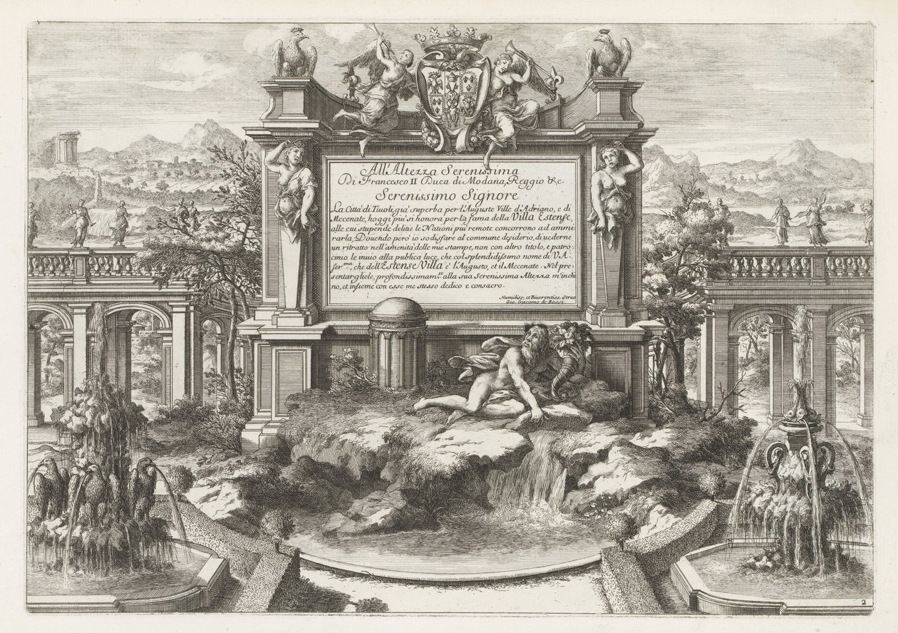 Fontana con dedica e stemma di Ercole II d