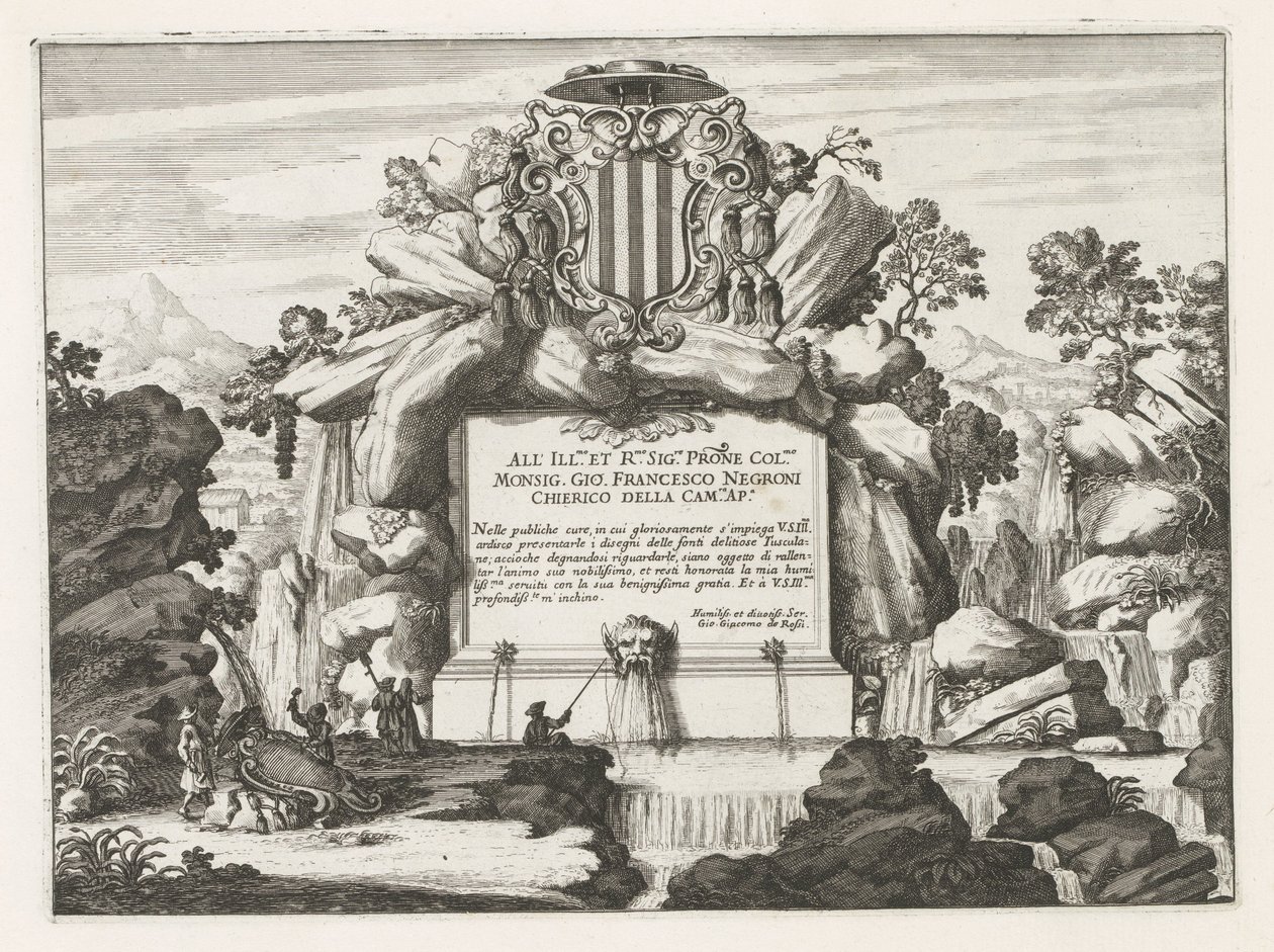 Fontana con dedica e stemma di Giovanni Francesco Negroni da Anonymous