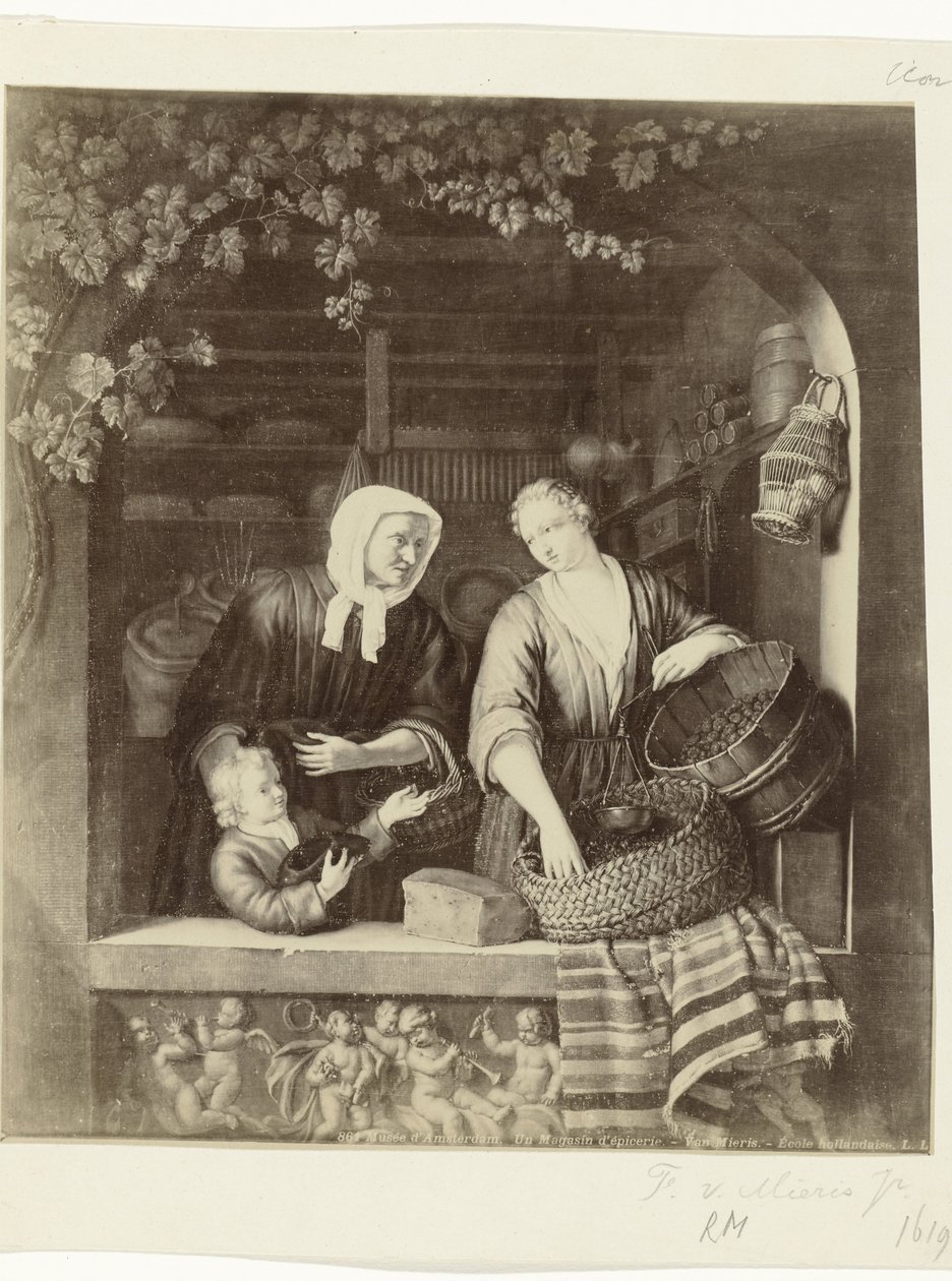 Riproduzione fotografica del dipinto La droghiera di Frans van Mieris II da Anonymous