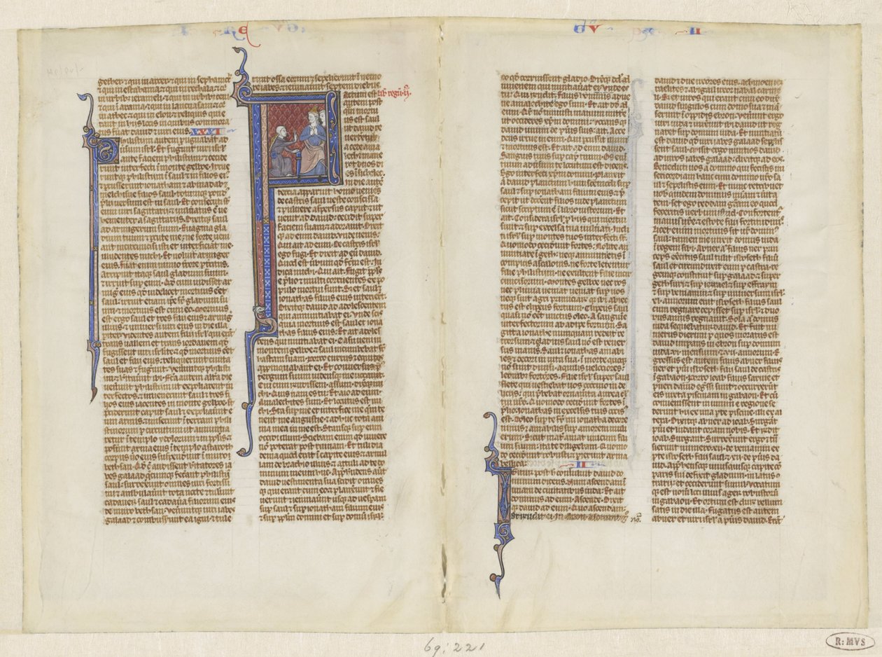 Frammento di una Bibbia, il libro dei Re, capitolo 2: Davide si inginocchia davanti a Saul da Anonymous