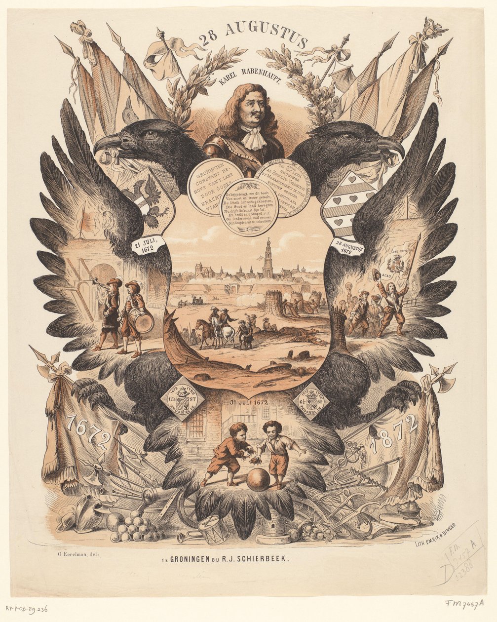 Targa commemorativa per la celebrazione dei 200 anni dalla liberazione di Groningen 1672-1872 da Anonymous