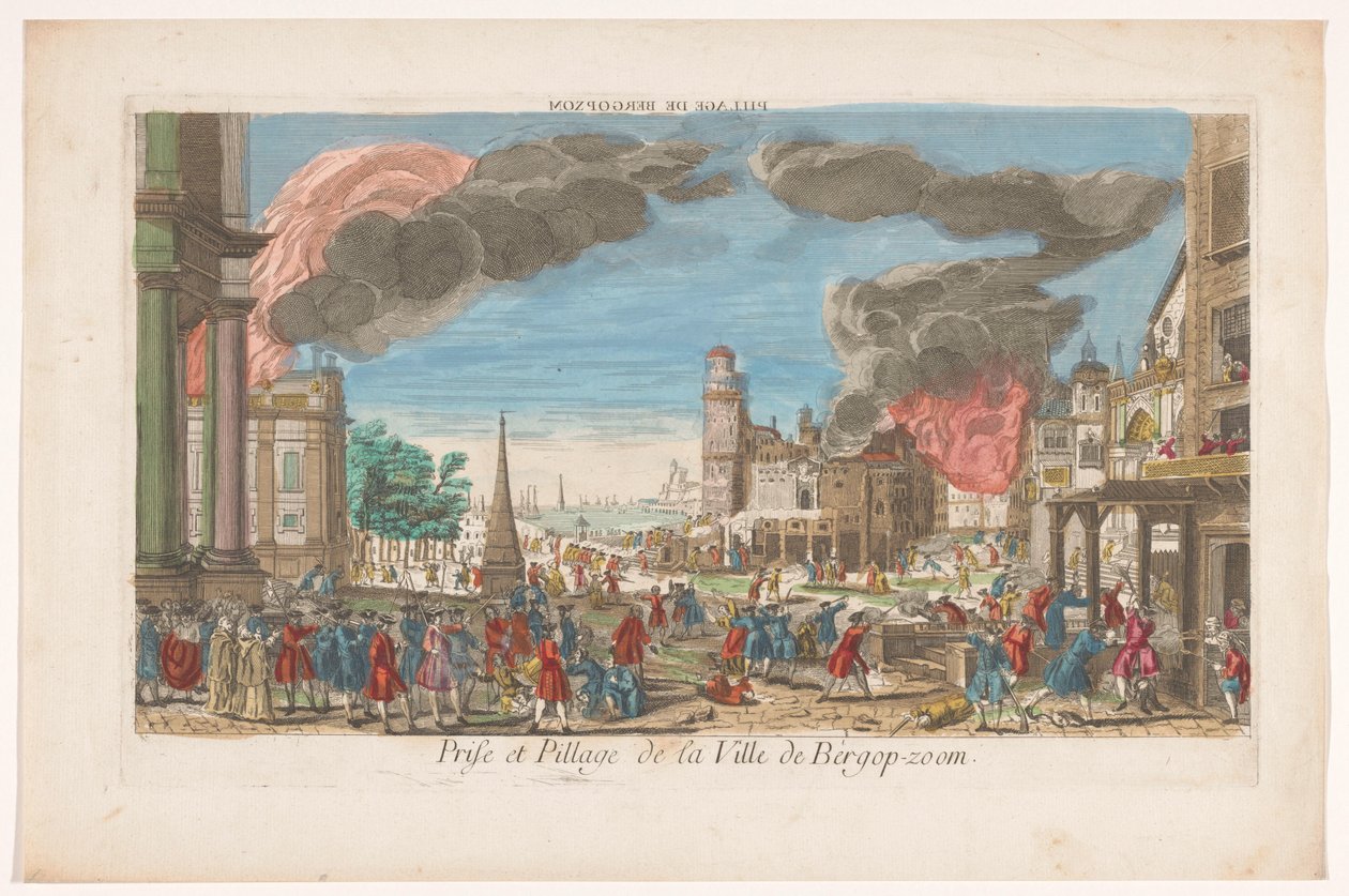 Veduta della presa e saccheggio di Bergen op Zoom da parte dei francesi nel 1747 da Anonymous