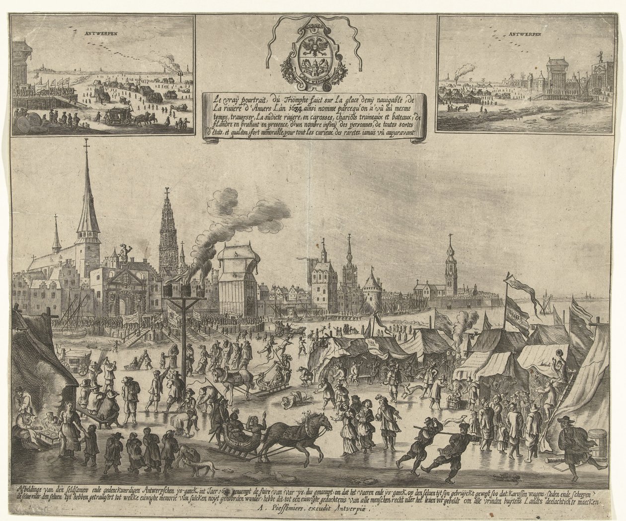 Divertimenti sul ghiaccio sul fiume Schelda congelato ad Anversa, 1684 da Anonymous