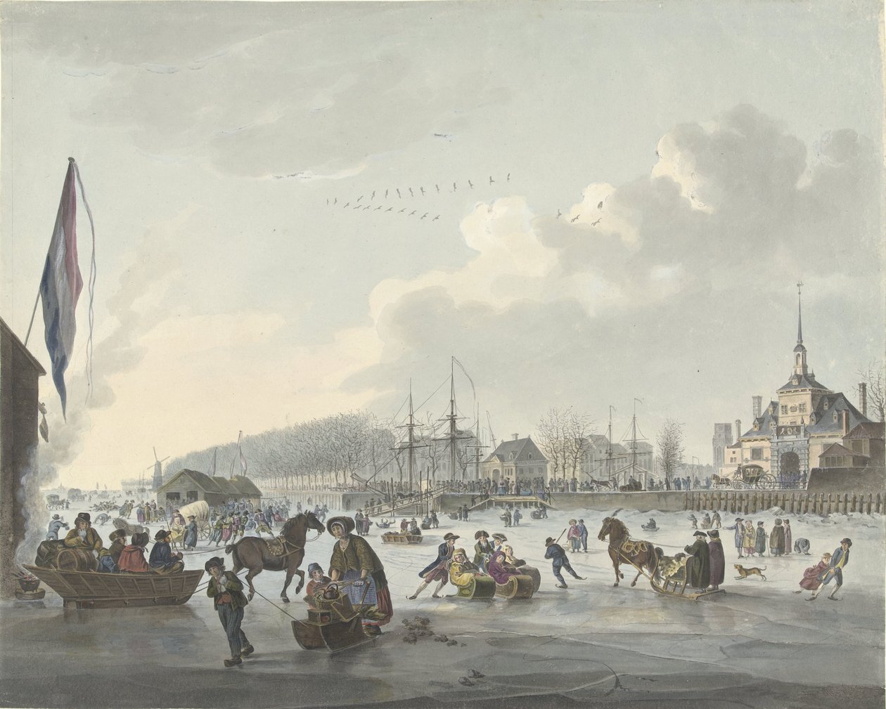 Divertimenti sul ghiaccio a Rotterdam, ca. 1784 da Anonymous