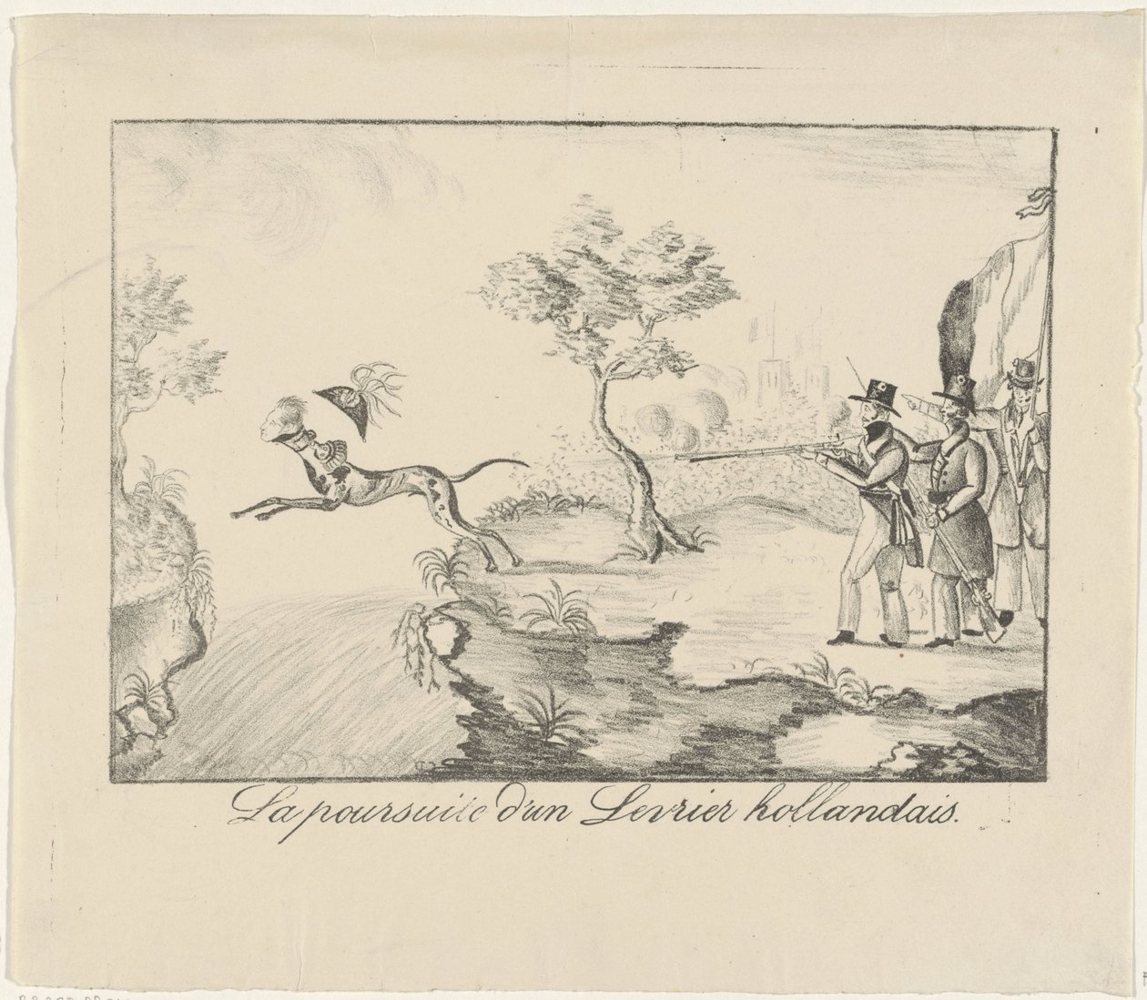 Caccia a un levriero, 1830 da Anonymous