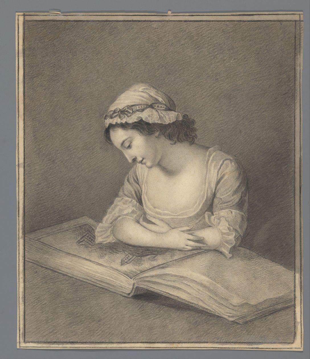 Giovane donna con libro illustrato da Anonymous