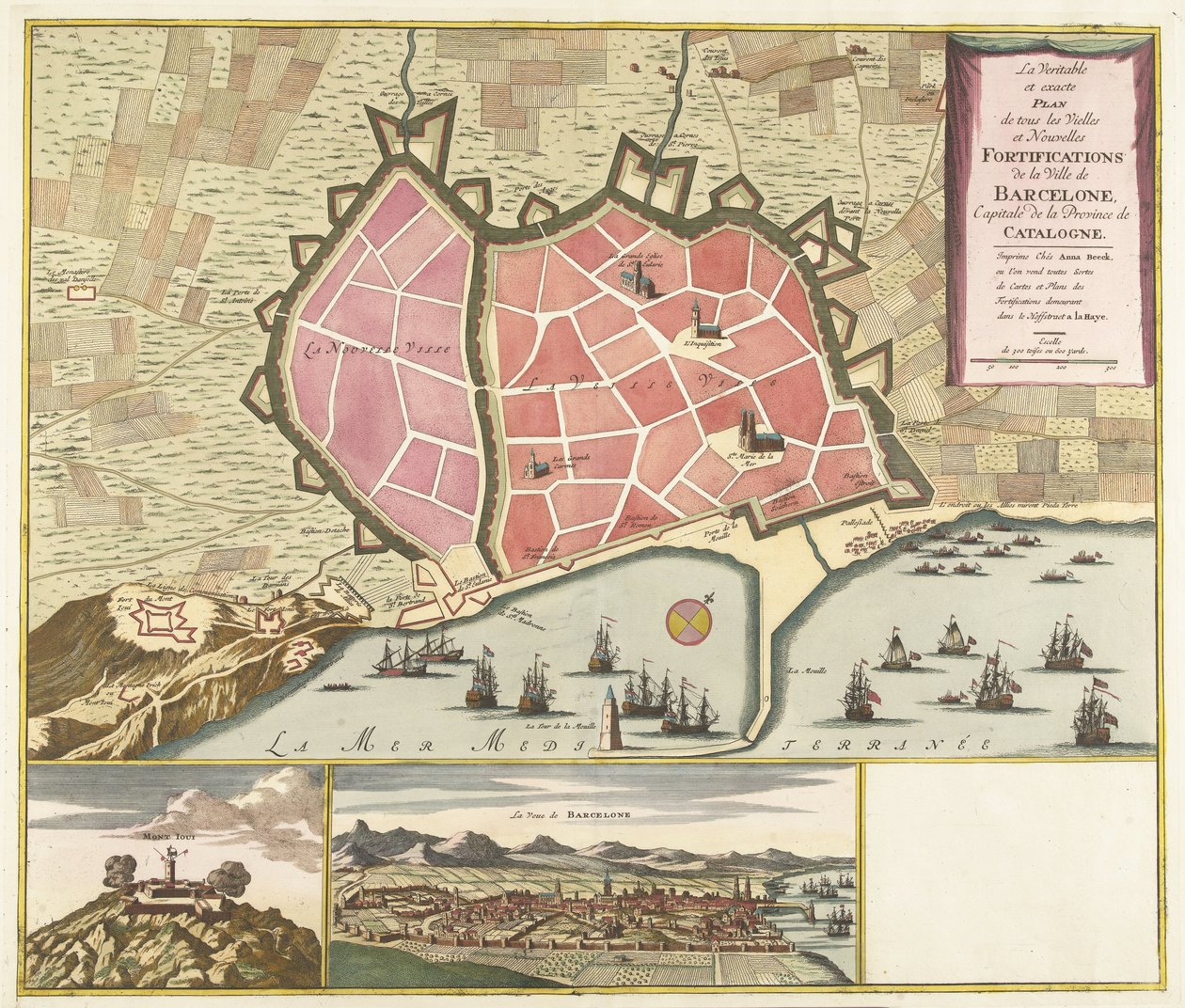 Mappa di Barcellona, ca. 1706 da Anonymous