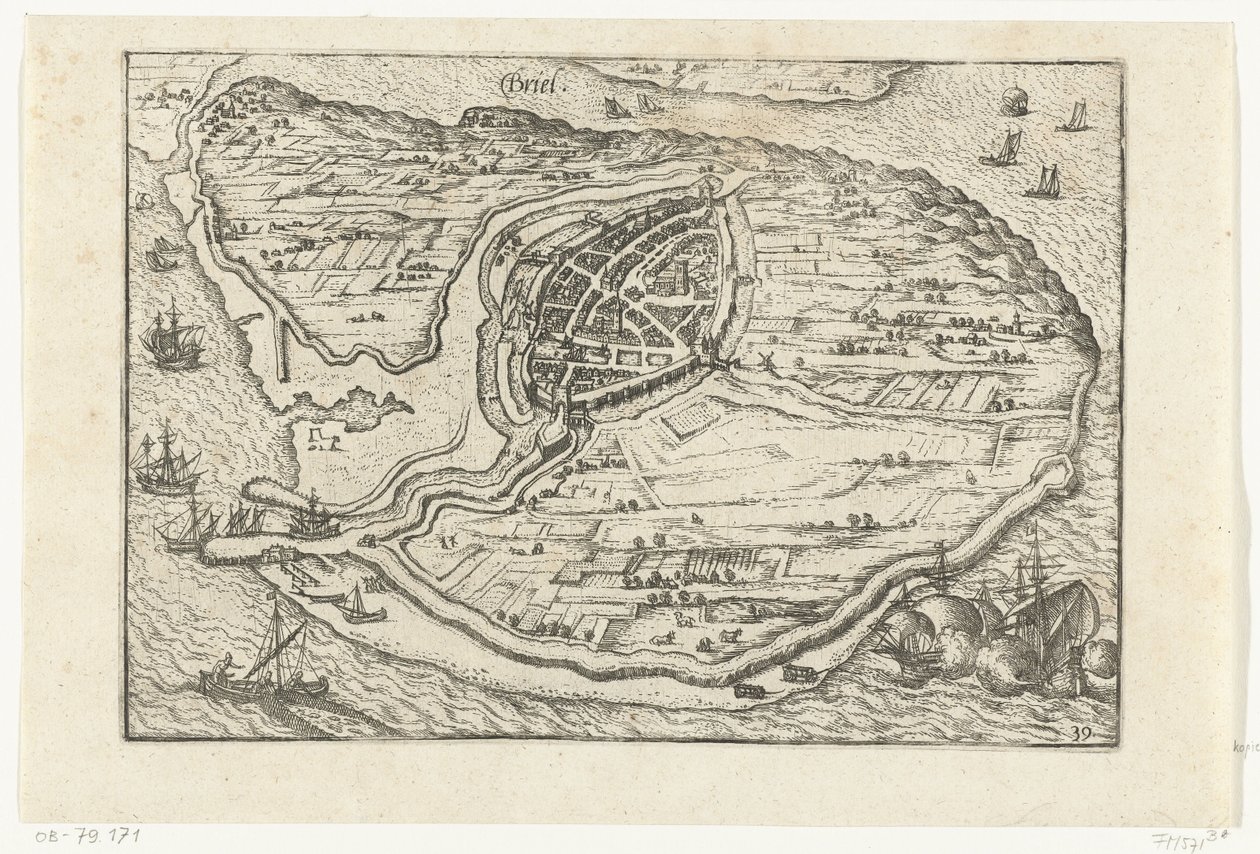 Mappa di Den Briel, 1572 da Anonymous