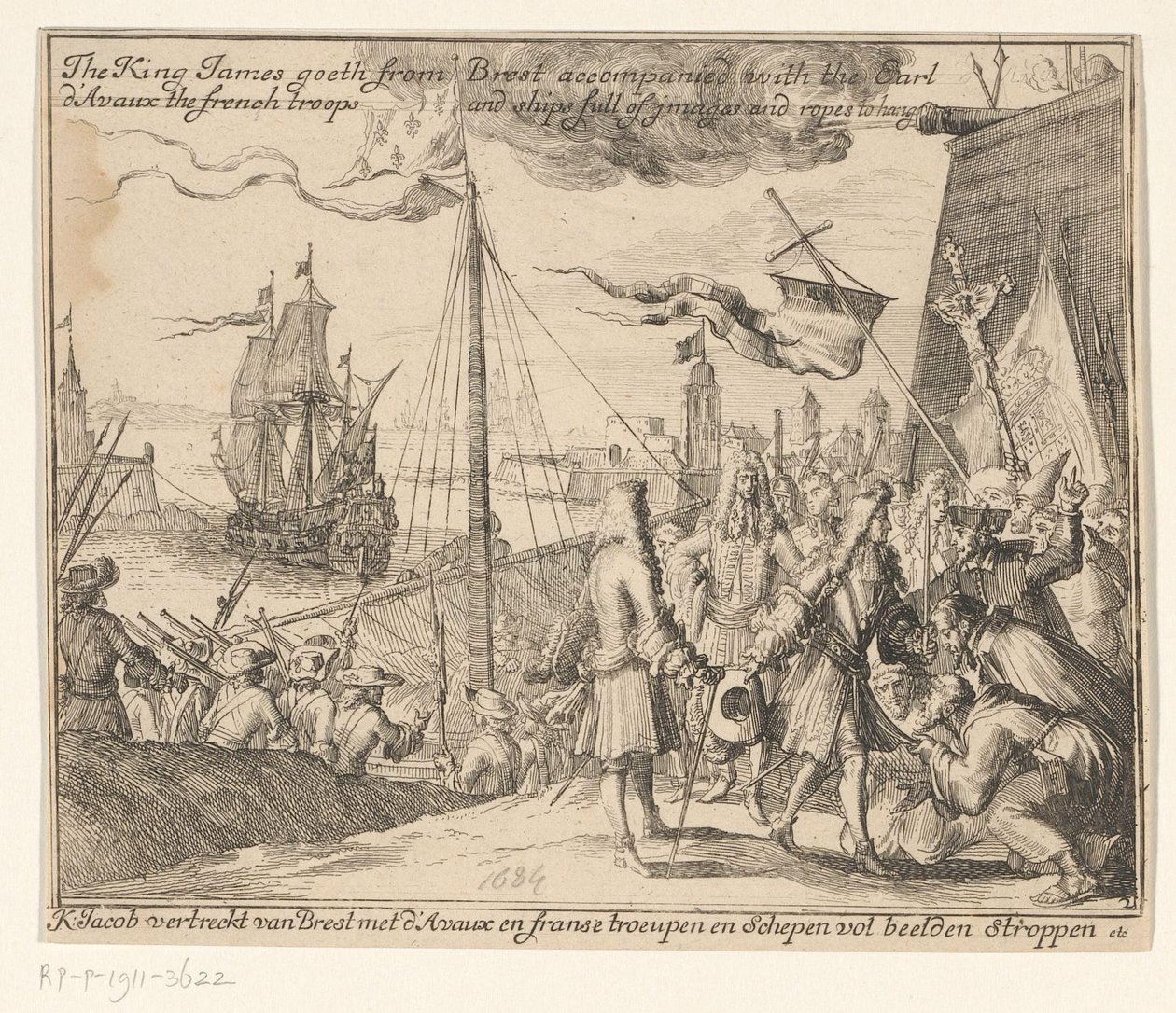 Re Giacomo II parte con le truppe francesi da Brest per l