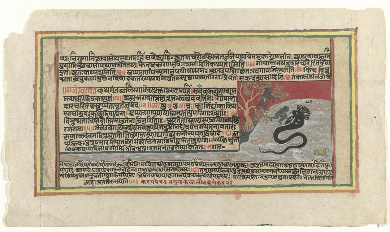 Krishna che combatte il serpente Kaliya da Anonymous
