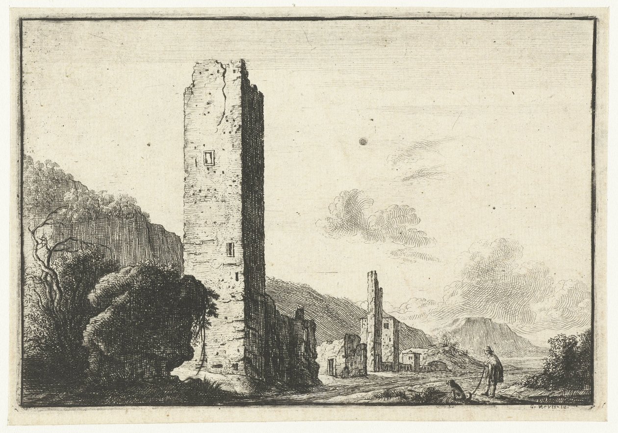 Paesaggio con torre quadrata da Anonymous