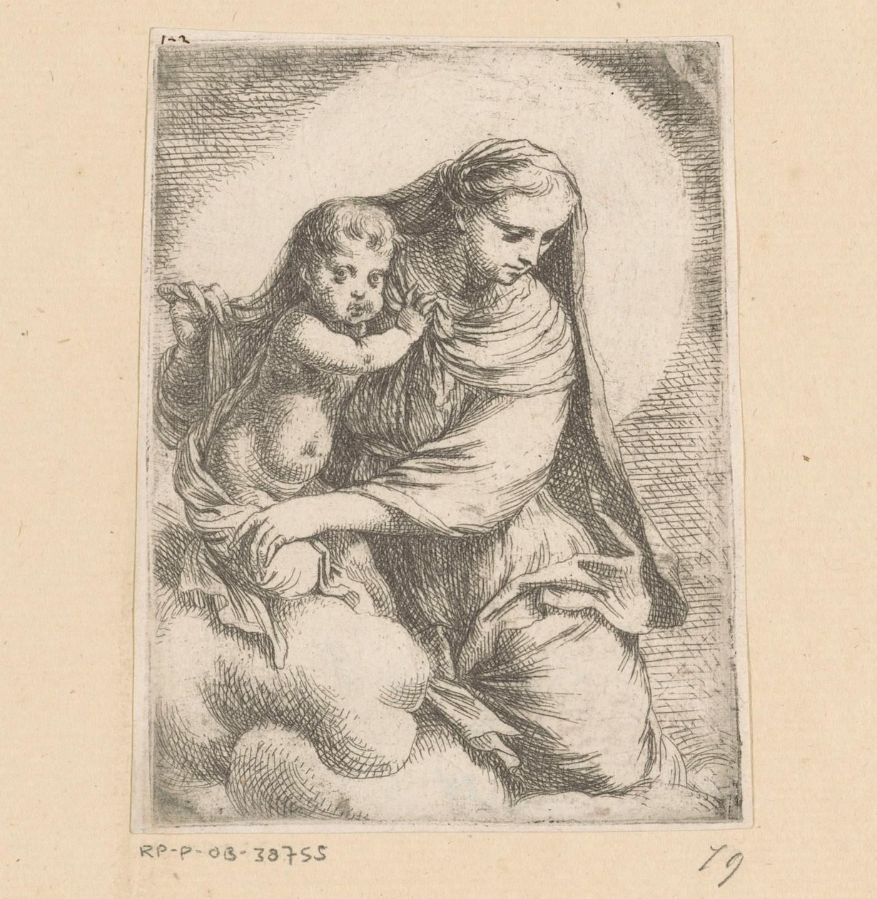 Maria con Bambino tra le nuvole da Anonymous