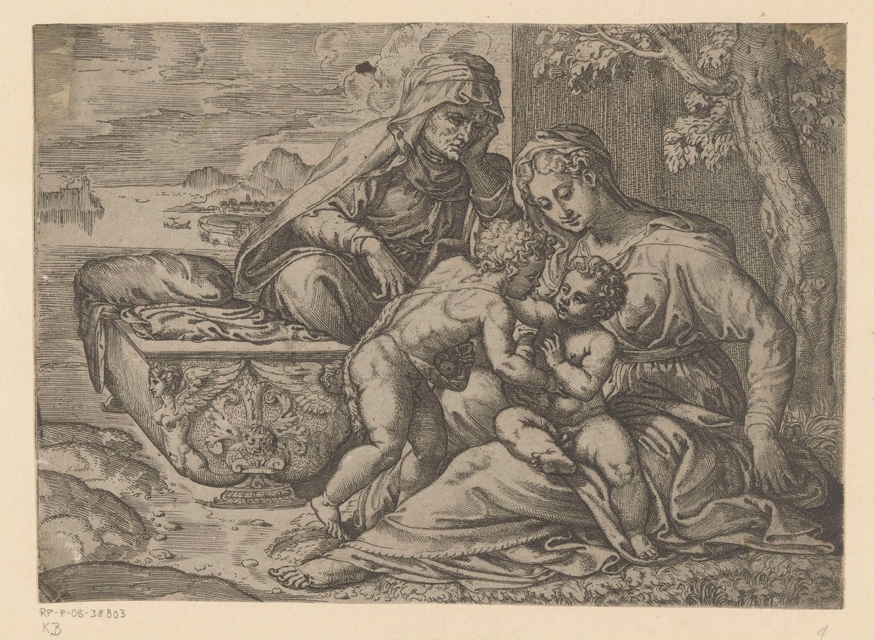 Maria con il Bambino Gesù, Giovanni Battista ed Elisabetta da Anonymous