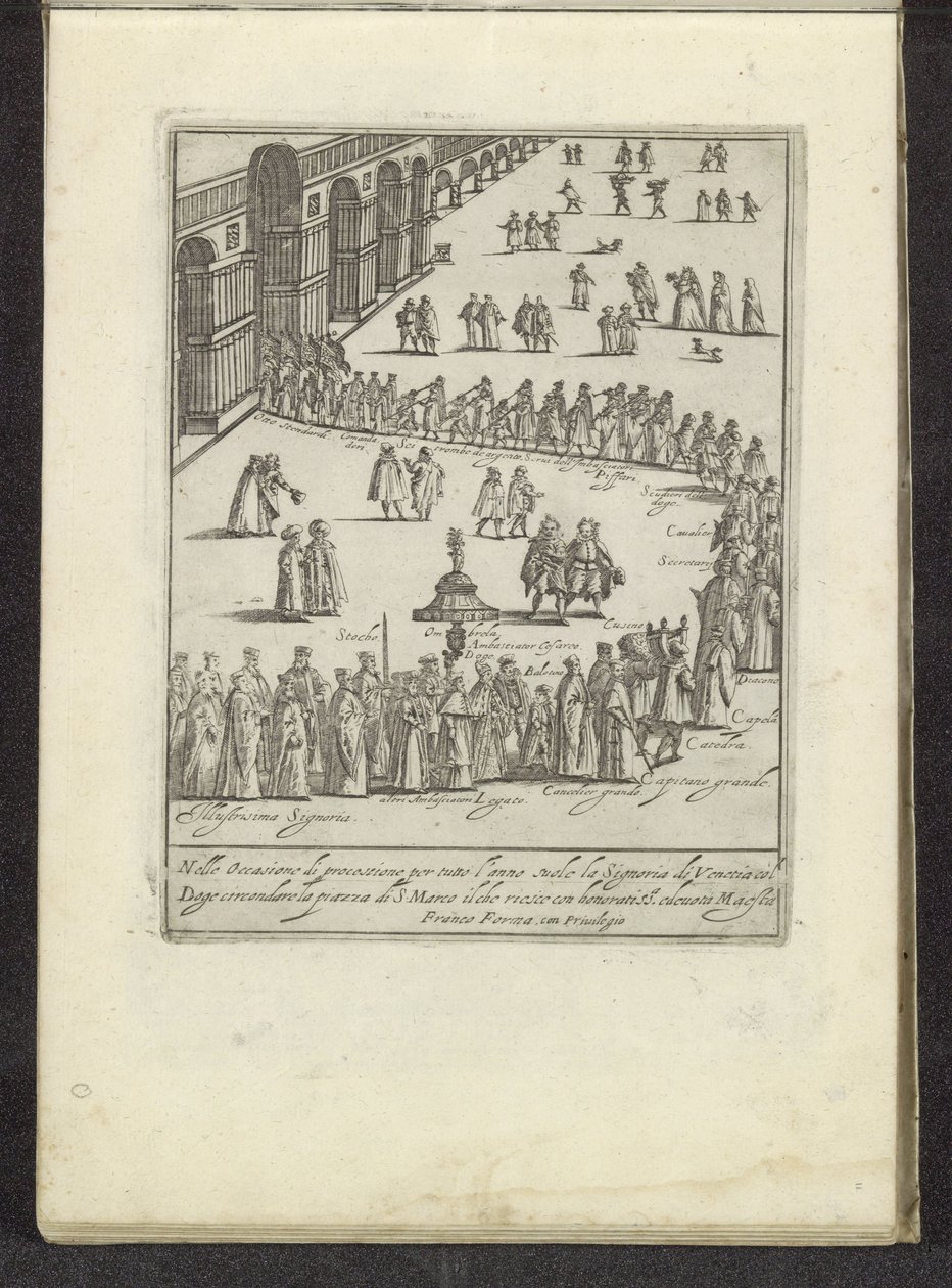 Processione con il doge e la Serenissima Signoria su Piazza San Marco a Venezia da Anonymous