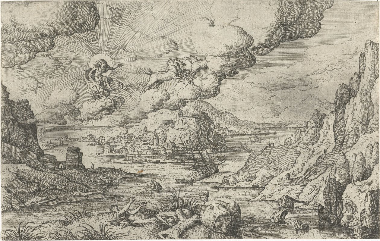 Faetonte guida il carro del sole (serie Landschappen met mythologische en bijbelse voorstellingen) da Anonymous