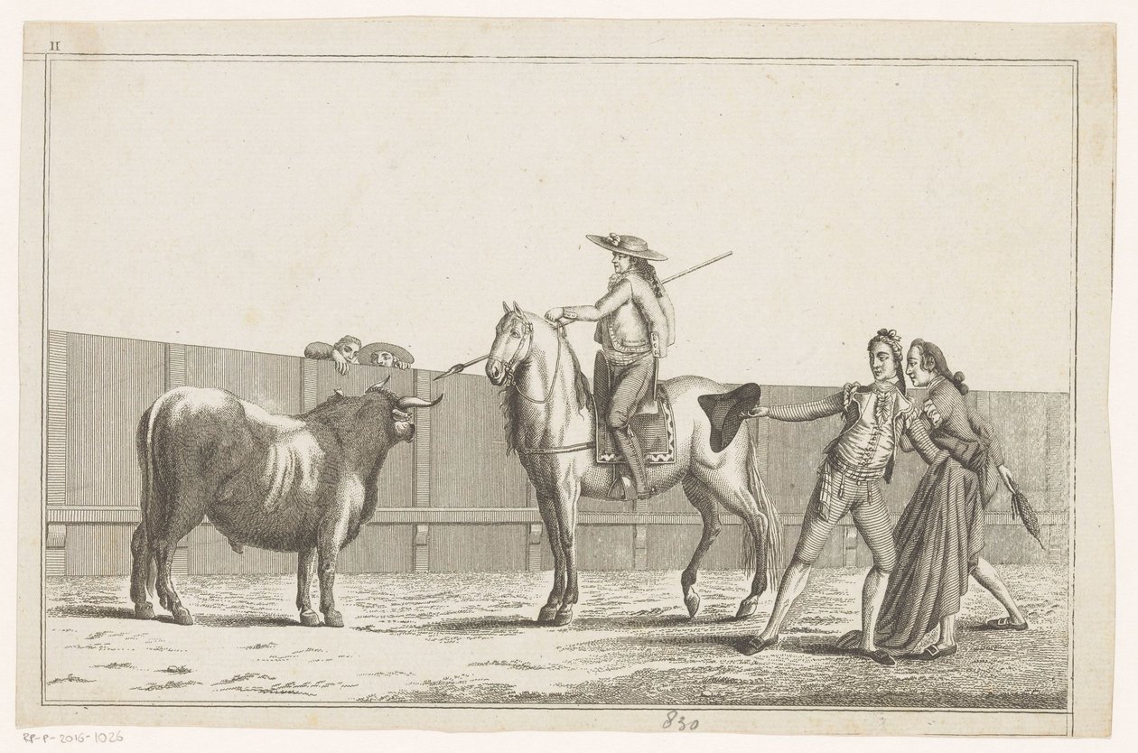 Picador punta la sua lancia su un toro Coleccion de las principales suertes de una corrida de toros (serie sull