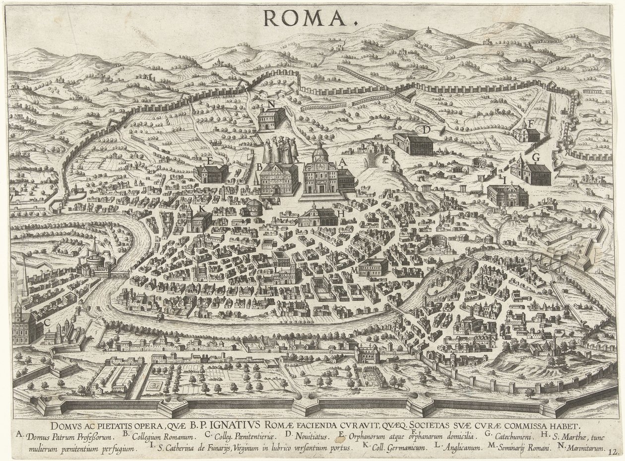 Mappa di Roma con le fondazioni di Ignazio di Loyola da Anonymous