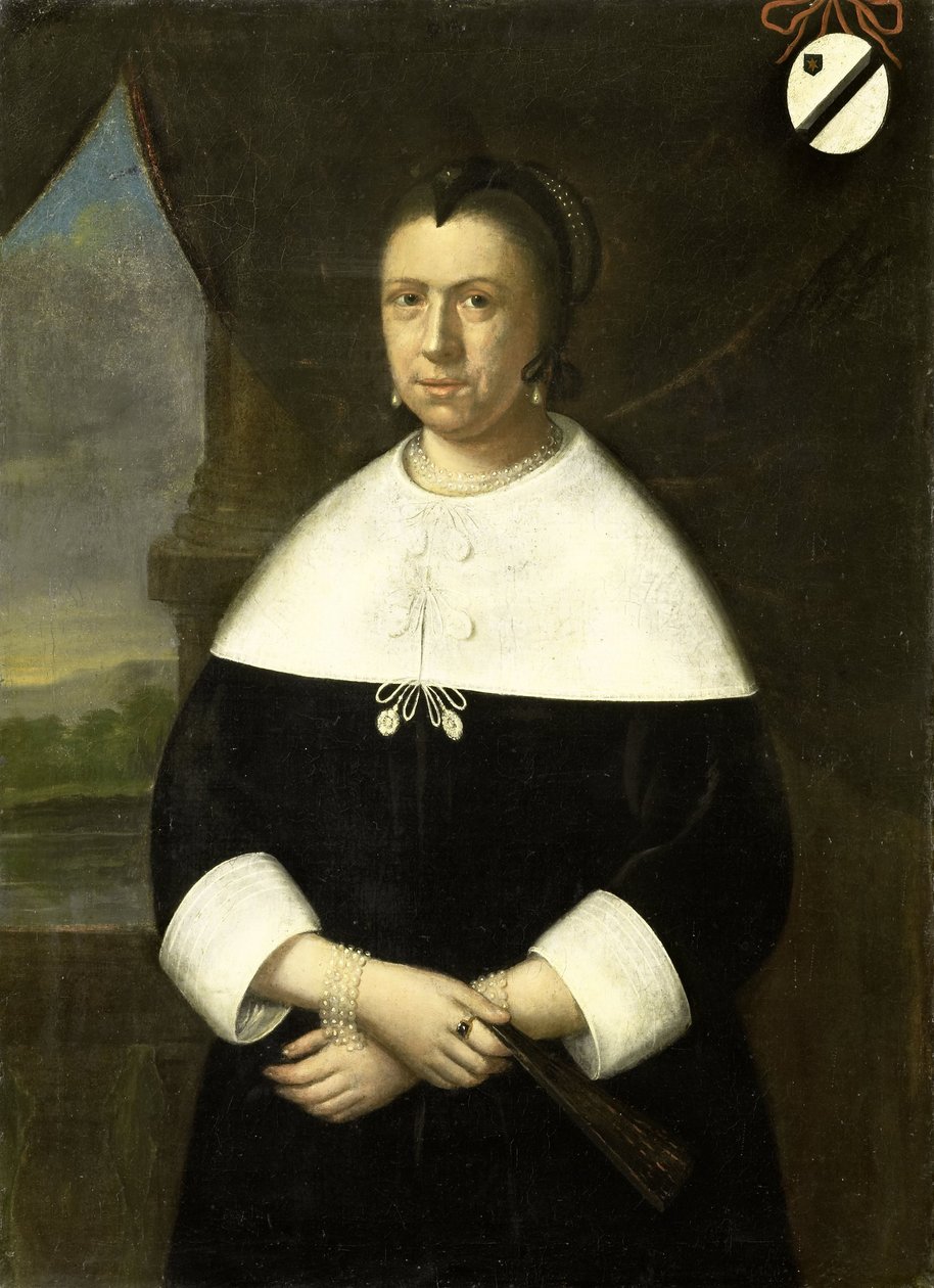 Ritratto di Maria Quevellerius (1629-64), prima moglie di Jan van Riebeeck, o della sua seconda moglie Maria Scipio (c. 1630-95) da Anonymous
