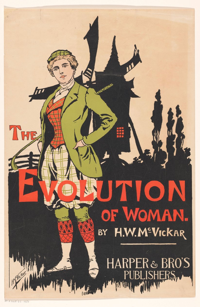 Manifesto pubblicitario per The Evolution of Woman di Harry Whitney McVickar da Anonymous